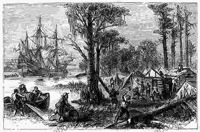 A Historical Engraving Depicting The First Colonists At Jamestown, Virginia. A First In American History