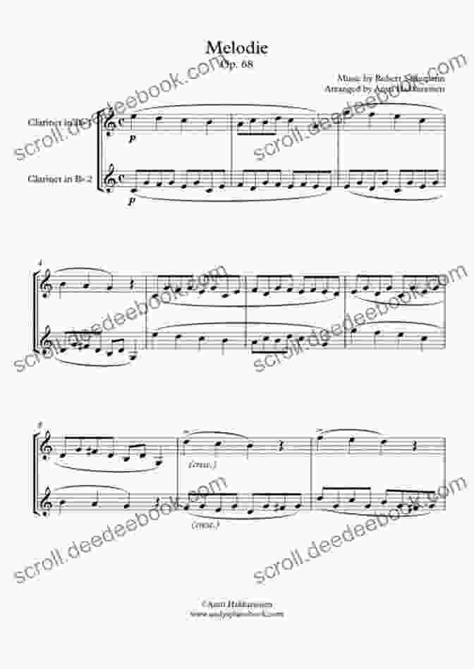 Sheet Music For 25 Beautiful Classical Melodies For Clarinet Duet